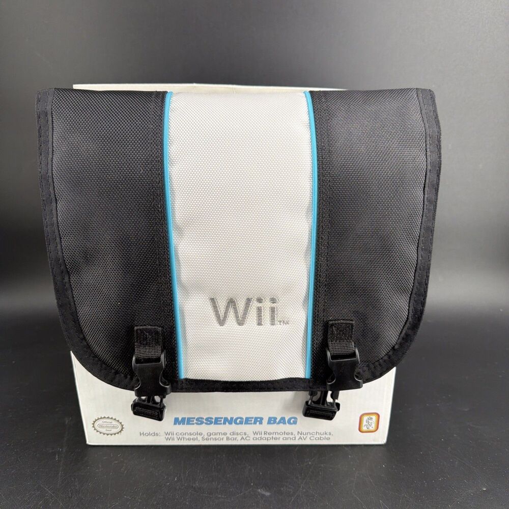 Nintendo Wii Official Messenger Bag Travel Case Console Accessory Grey Black